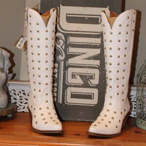 Dingo Broadway Bunny Leather Boot - White Leather